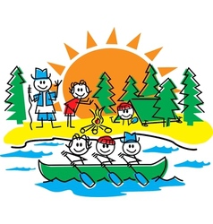 Stick figure camping vector image