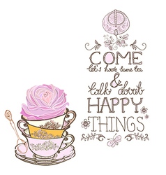 Tea time background with text vector image