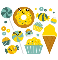Cute sweet cartoon candy set vector image