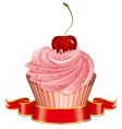 Cupcake with cherry vector image