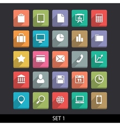 Trendy Icons With Long Shadow Set 1 vector image