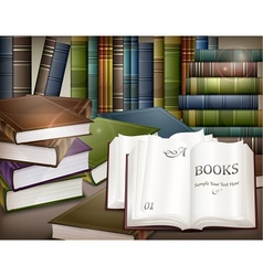 Book stacks on table vector image