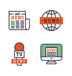 Hot news icons flat style colorful set websites Hot news icons flat style colorful set websites vector image