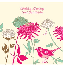 Vintage Floral Birthday Card vector image