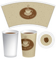 Template paper cup for hot drink with coffee cup vector image