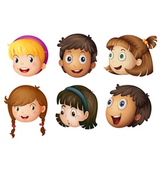 Cartoon kids faces vector image