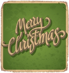 MERRY CHRISTMAS hand lettering vintage card vector image