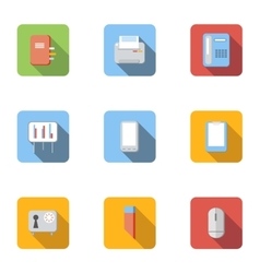 Office icons set flat style Office icons set flat style vector image