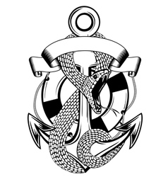 Snake anchor and ring buoy vector image