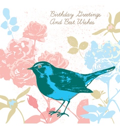Vintage Floral Birthday Card vector image