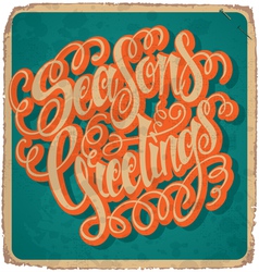 SEASONS GREETINGS hand lettering vintage card vector image