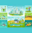 Eco set recycling planting trees energy saving vector image