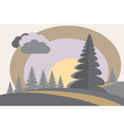 Fir tree hills sun cloud vector image