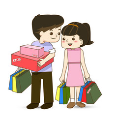 Happy couple with shopping bags in hand vector image