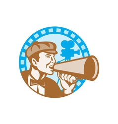 Movie Film Director With Bullhorn And Camera Retro vector image