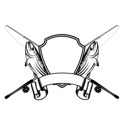 Trout and crossed fishing tackles Trout and crossed fishing tackles vector image