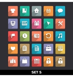 Trendy Icons With Long Shadow Set 5 vector image