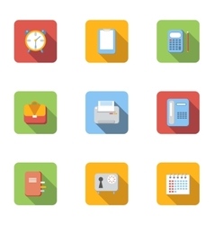 Office supplies icons set flat style Office supplies icons set flat style vector image