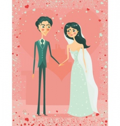 Cartoon bride and groom vector image
