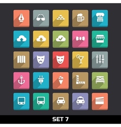 Trendy Icons With Long Shadow Set 7 vector image