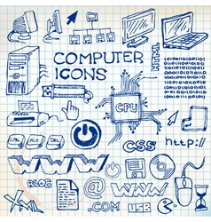 Doodle computer icons vector image
