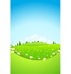Landscape with Green Trees and Fields vector image
