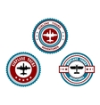 Circular badges for airplane tours vector image