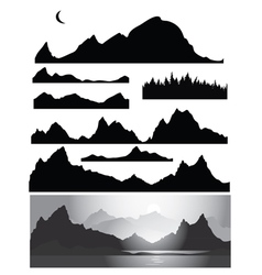 Set of landscapes silhouette vector image