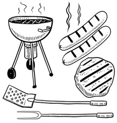 Doodle grill cook summer vector image
