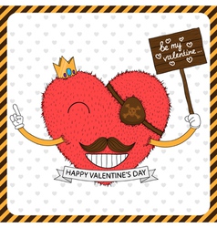 Cute fluffy heart with mustache vector image