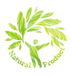 Human figure holding foliage branch vector image