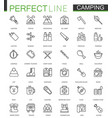 Summer outdoor camping thin line web icons set vector image
