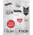 Set collection of wine wine club coal vector image