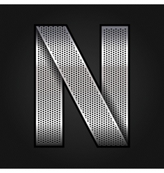 Letter metal chrome ribbon - N vector image