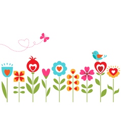 Floral hearts design vector image