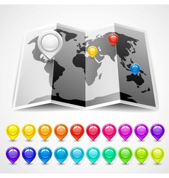 Map with pin pointers location Map with pin pointers location vector image