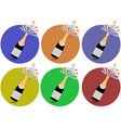 Champagne cork flying out of a bottle icons Champagne cork flying out of a bottle icons vector image