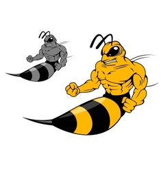Danger yellow hornet with sting vector image