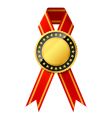 Gold badge with red ribbon vector image