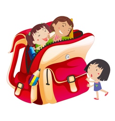 Girls and school bag vector image