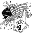 Doodle americana foam hand bw vector image