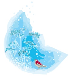 Winter scene with a red bird vector image