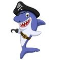 Cute pirate shark cartoon vector image