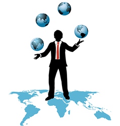 Global business man juggles business worlds Global business man juggles business worlds vector image