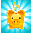 Golden piggy bank vector image