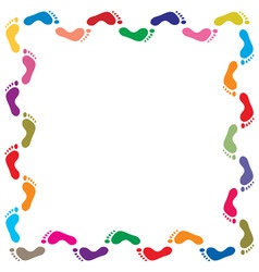 Colorful footprints border vector image