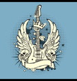 Grunge Rocknroll Guitar Blue vector image