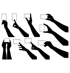 Hands holding business cards vector image