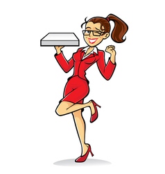 Cartoon nerd pizza girl vector image
