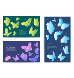 Set of butterfly business cards banners vector image